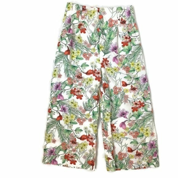ZARA, High-Waisted, Wide Leg Pants, Floral, excellent Condition, size Small. M - Picture 4 of 11